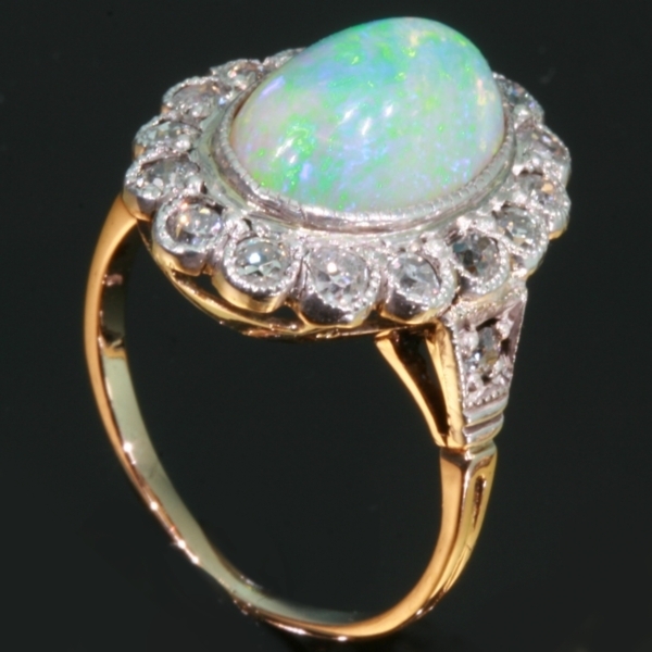 Vintage opal engagement ring diamonds setting (image 3 of 9)